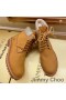Jimmy Choo Timberland Buataisí Mná Nubuck Leathar Le Embellishment Criostail Donn