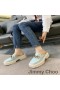 Jimmy Choo Ultra-éadrom Cúradh Ardán Miúileanna Mná Calf Leathair Le Slabhra Gorm