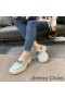 Jimmy Choo Ultra-éadrom Cúradh Ardán Miúileanna Mná Calf Leathair Le Slabhra Gorm