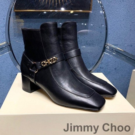 Jimmy Choo Stivaletti Donna In Pelle Di Vitello Con Choo Emblema Nero