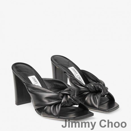 Jimmy Choo Avenue 85 Diapositive Tacco Donna In Pelle Nappa Con Annodata Nero