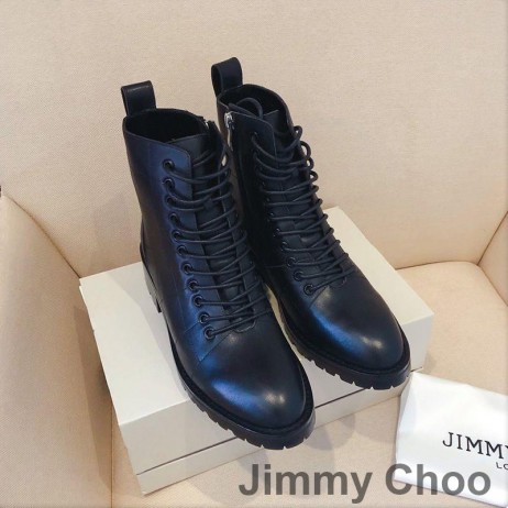 Jimmy Choo Cruz Combattimento Stivali Donna In Pelle Nero