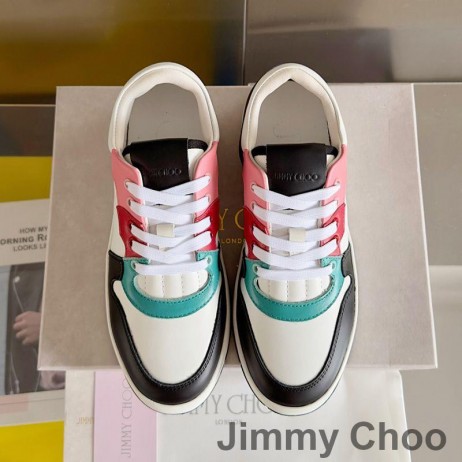 Jimmy Choo Florent M Sneakers Donna In Pelle Di Vitello Con Choo Lettering Bianco/Nero
