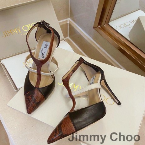 Jimmy Choo Amore 105 Pompe Di Donne In Pelle Di Vitello Nero/Rosso