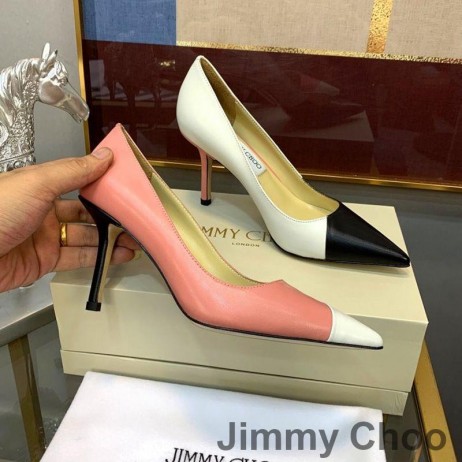Jimmy Choo Amore 85 Pompe Di Donne Patchwork In Pelle Rosa