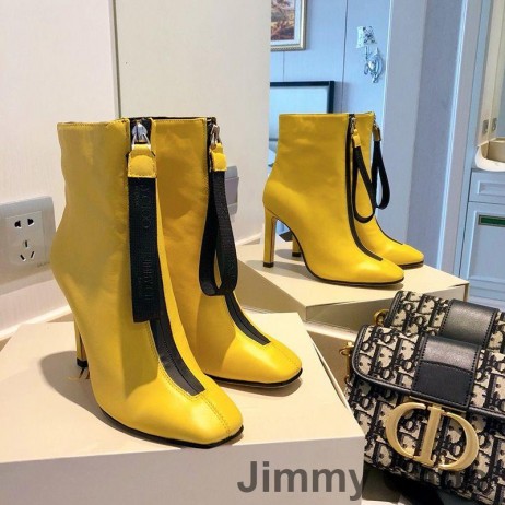 Jimmy Choo Macel 100 Caviglia Stivaletti Donna In Pelle Di Vitello Giallo
