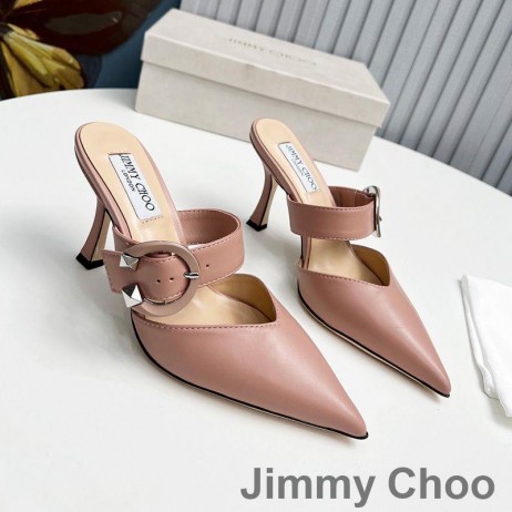 Jimmy Choo Magie 85 Muli Donna In Pelle Nappa Con C-Fibbia Rosa