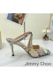 Jimmy Choo Anice 85 Diapositive Tacco Donna In Pelle Di Serpente Bianco