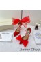 Jimmy Choo Averly 100 Pompe Di Donne In Pelle Scamosciata Con Il Maxi-Maglia Fiocchi Rossi