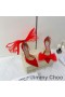 Jimmy Choo Averly 100 Pompe Di Donne In Pelle Scamosciata Con Il Maxi-Maglia Fiocchi Rossi