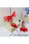 Jimmy Choo Averly 100 Pompe Di Donne In Pelle Scamosciata Con Il Maxi-Maglia Fiocchi Rossi
