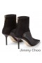 Jimmy Choo Beyla 85 Caviglia Stivaletti Donna in Pelle di Vitello E pelle Scamosciata Con JC Pulsante Dettagli in Nero