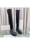 Jimmy Choo Biker II Sopra Il Ginocchio Stivali Donna Elasticizzato Tessuto laminato Con Oro Fibbie Nero