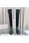Jimmy Choo Biker II Sopra Il Ginocchio Stivali Donna Elasticizzato Tessuto laminato Con Oro Fibbie Nero