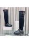 Jimmy Choo Biker II Sopra Il Ginocchio Stivali Donna Elasticizzato Tessuto laminato Con Oro Fibbie Nero
