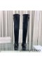 Jimmy Choo Biker II Sopra Il Ginocchio Stivali Donna Elasticizzato Tessuto laminato Con Oro Fibbie Nero