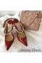 Jimmy Choo Bing 100 Muli Donne Di Brevetto In Pelle Con Cristalli Cinturino Rosso