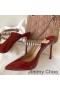 Jimmy Choo Bing 100 Muli Donne Di Brevetto In Pelle Con Cristalli Cinturino Rosso