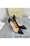 Jimmy Choo Cass 105 Pompe di Donne in Pvc E Pelle di Vitello Con JC Emblema Nero
