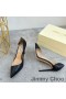 Jimmy Choo Cass 105 Pompe di Donne in Pvc E Pelle di Vitello Con JC Emblema Nero
