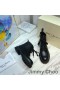 Jimmy Choo Cora Piatto Stivali da Combattimento Donne Mescolare in Pelle Con JC Monogram Nero