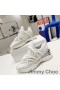 Jimmy Choo Cosmo F Low Top Sneakers Unisex In Pelle E Seta Bianco
