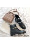 Jimmy Choo Cruz Combattimento Stivali Da Donna In Pelle Di Vitello Con Dettagli In Cristallo Nero