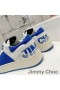 Jimmy Choo Eh P Florent F Sneakers Unisex In Pelle Di Vitello E Tela Con Glitter Suola Bianco/Blu