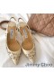 Jimmy Choo Fetto 65 Pompe Slingback Donna In Pelle Con Stella Rivetti Beige