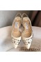 Jimmy Choo Fetto 65 Pompe Slingback Donna In Pelle Con Stella Rivetti Beige