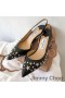 Jimmy Choo Fetto 65 Pompe Slingback Donna In Pelle Con Stella Rivetti Nero