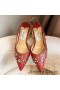 Jimmy Choo Fetto 65 Pompe Slingback Donna In Pelle Con Stella Rivetti Rosso