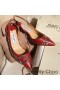Jimmy Choo Fetto 65 Pompe Slingback Donna In Pelle Con Stella Rivetti Rosso