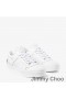 Jimmy Choo Florent M Sneakers Donna In Pelle Di Vitello Con Choo Lettering Beige