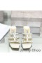 Jimmy Choo Hazal 45 Diapositive Tacco Donna In Pelle Nappa Con Borchie Perla Bianca
