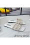 Jimmy Choo Hazal Diapositive Donne Brevetto In Pelle Con Borchie Perla Bianca