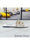 Jimmy Choo Hazal Diapositive Donne Brevetto In Pelle Con Borchie Perla Bianca