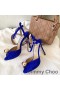 Jimmy Choo Ivory Sandali Donna In Pelle Scamosciata Con Perla Dettaglio Blu
