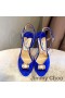 Jimmy Choo Ivory Sandali Donna In Pelle Scamosciata Con Perla Dettaglio Blu