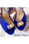 Jimmy Choo Ivory Sandali Donna In Pelle Scamosciata Con Perla Dettaglio Blu