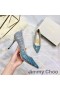 Jimmy Choo Amore Pompe Di Donne Glitter Degradano Il Tessuto Blu/Argento