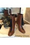 Jimmy Choo Macel 100 Caviglia Stivaletti Donna In Pelle Di Vitello Marrone
