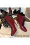 Jimmy Choo Macel 100 Caviglia Stivaletti Donna In Pelle Di Vitello Rosso