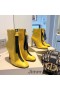 Jimmy Choo Macel 100 Caviglia Stivaletti Donna In Pelle Di Vitello Giallo