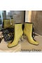 Jimmy Choo Macel 100 Caviglia Stivaletti Donna In Pelle Di Vitello Giallo