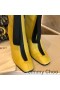Jimmy Choo Macel 100 Caviglia Stivaletti Donna In Pelle Di Vitello Giallo
