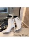 Jimmy Choo Mahesa 100 Caviglia Stivaletti Donna in Pelle di Vitello Con JC Emblema Bianco