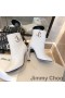 Jimmy Choo Mahesa 100 Caviglia Stivaletti Donna in Pelle di Vitello Con JC Emblema Bianco