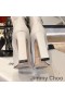 Jimmy Choo Mahesa 100 Caviglia Stivaletti Donna in Pelle di Vitello Con JC Emblema Bianco