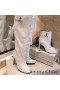 Jimmy Choo Mahesa 100 Ginocchio Stivaletti Donna in Pelle di Vitello Con JC Emblema Bianco